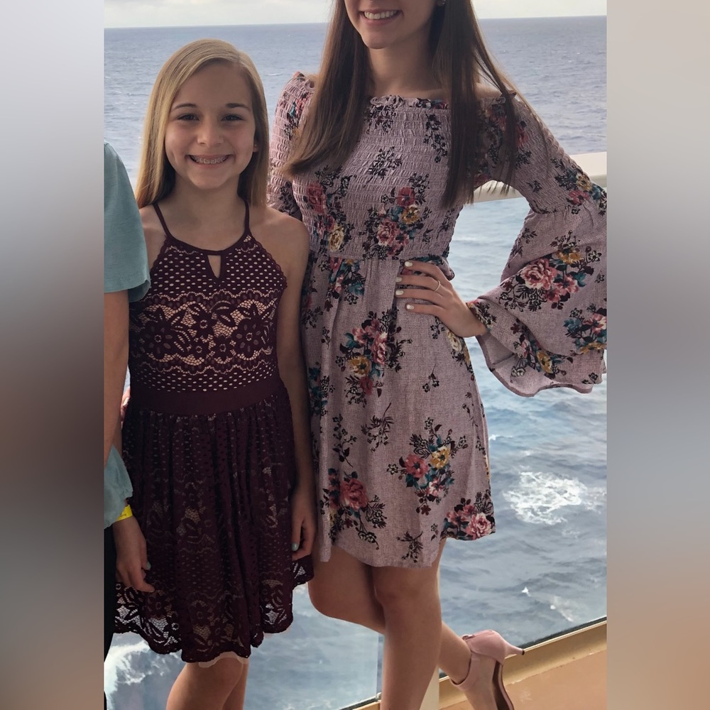 Purple patterned dress from Francesca’s
